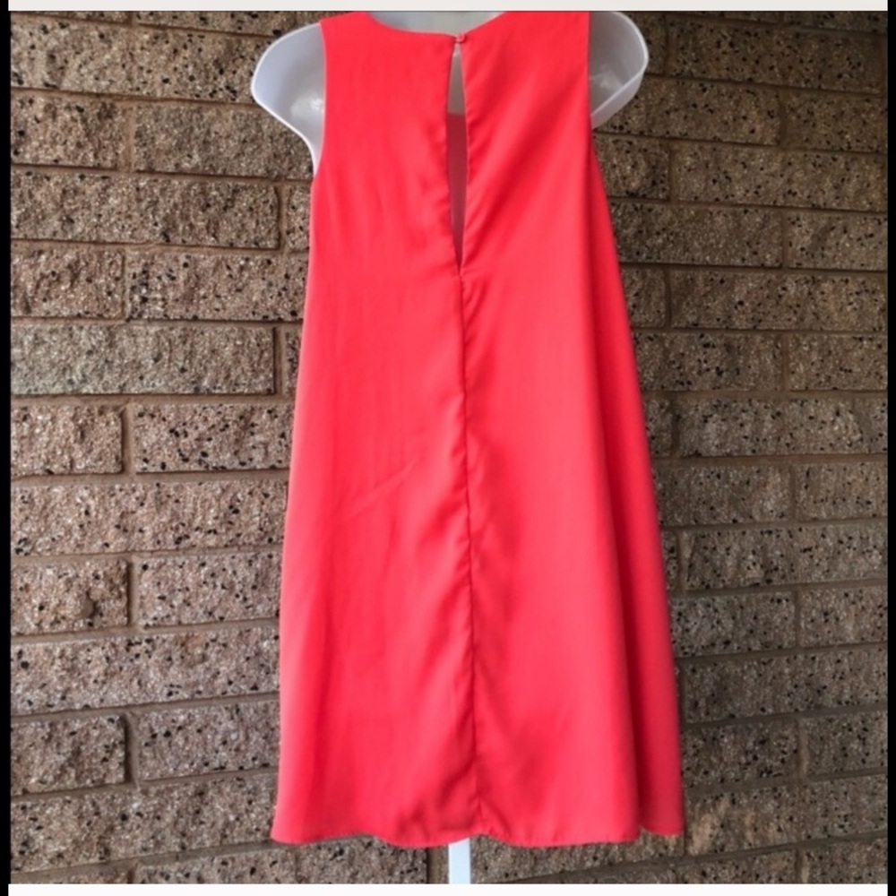 Sans Souci Sleeveless Chiffon Red Shift Dress | S - Picture 3 of 7